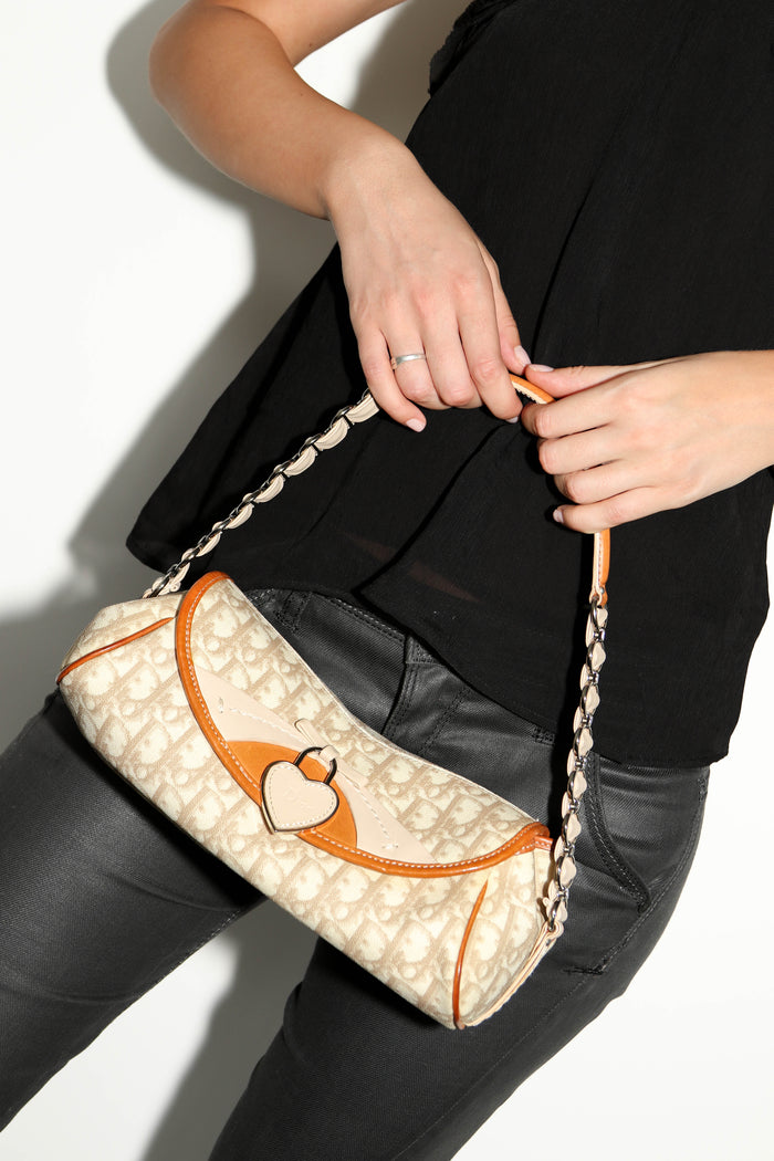 2000s Christian Dior Beige Romantique Shoulder Bag