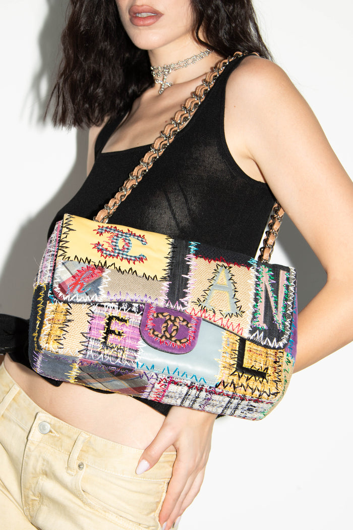RARE 2000s Chanel Patchwork Jumbo Single Flap Shoulder Bag