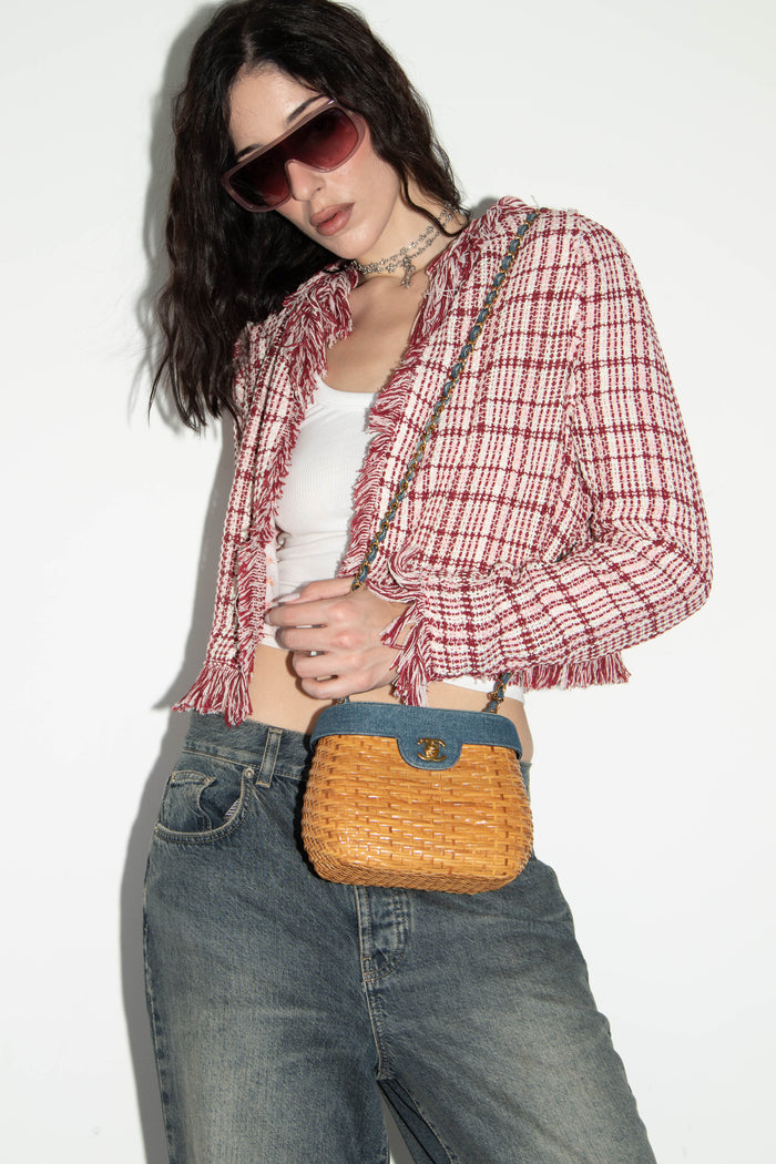 RARE 90s Chanel Denim Basket Crossbody Bag
