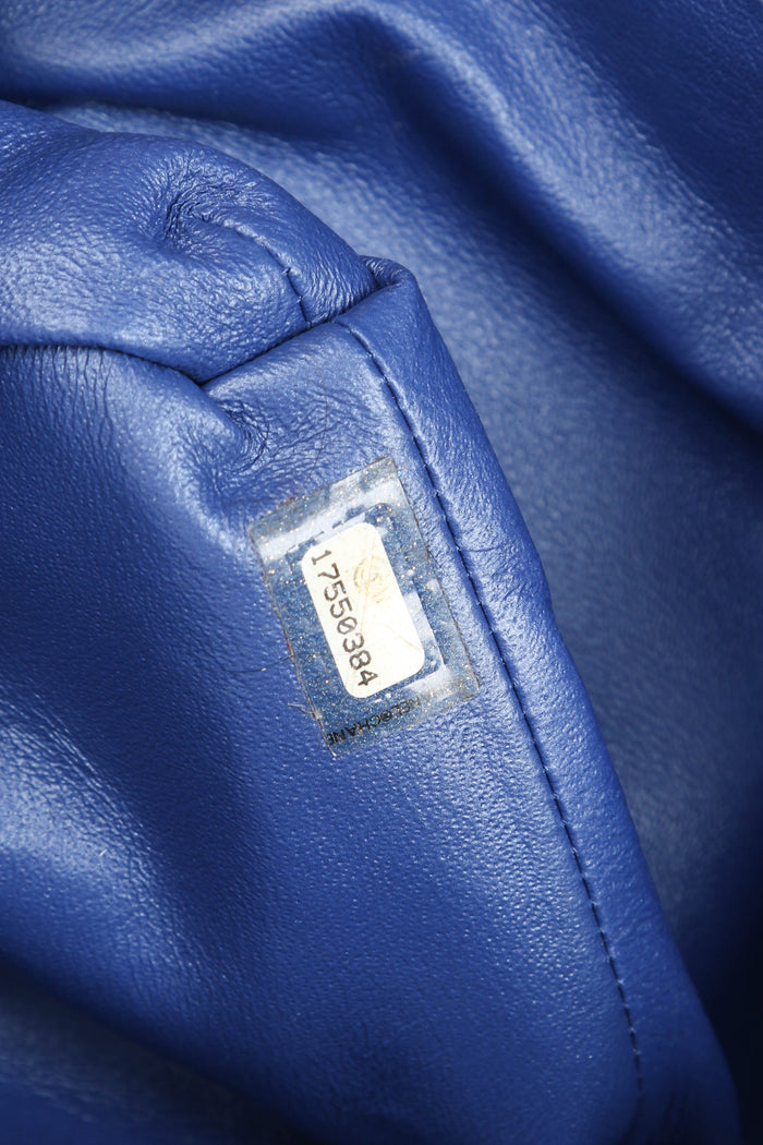 2010s Chanel Blue Patent Leather Clutch Bag with Chain
