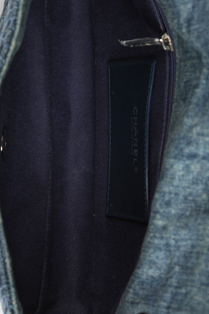 2016 Chanel Camellia Stitched Denim Single Flap Bag