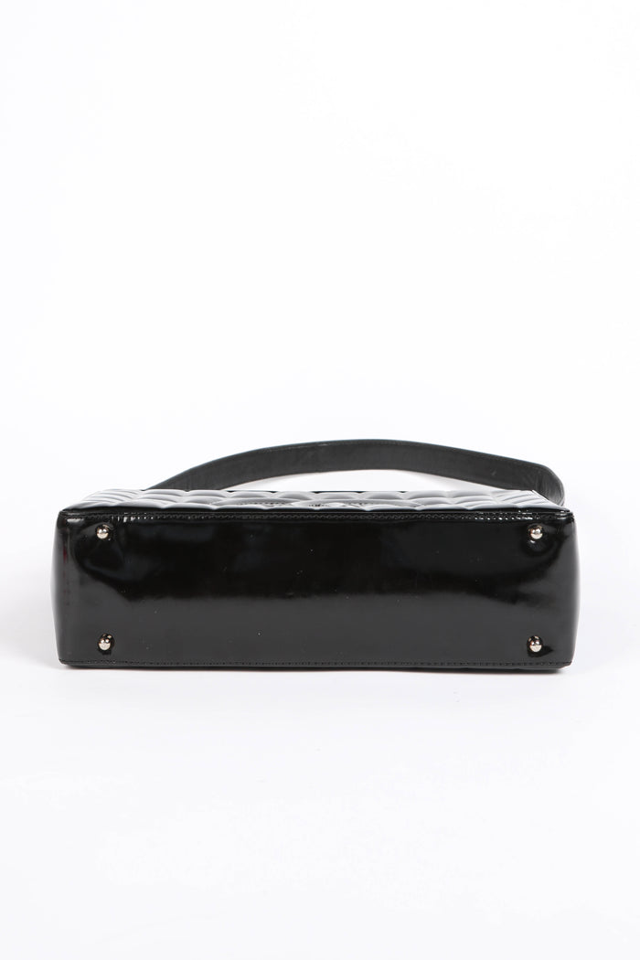 2000s Chanel Black Patent Leather Chocolate Bar Shoulder Bag