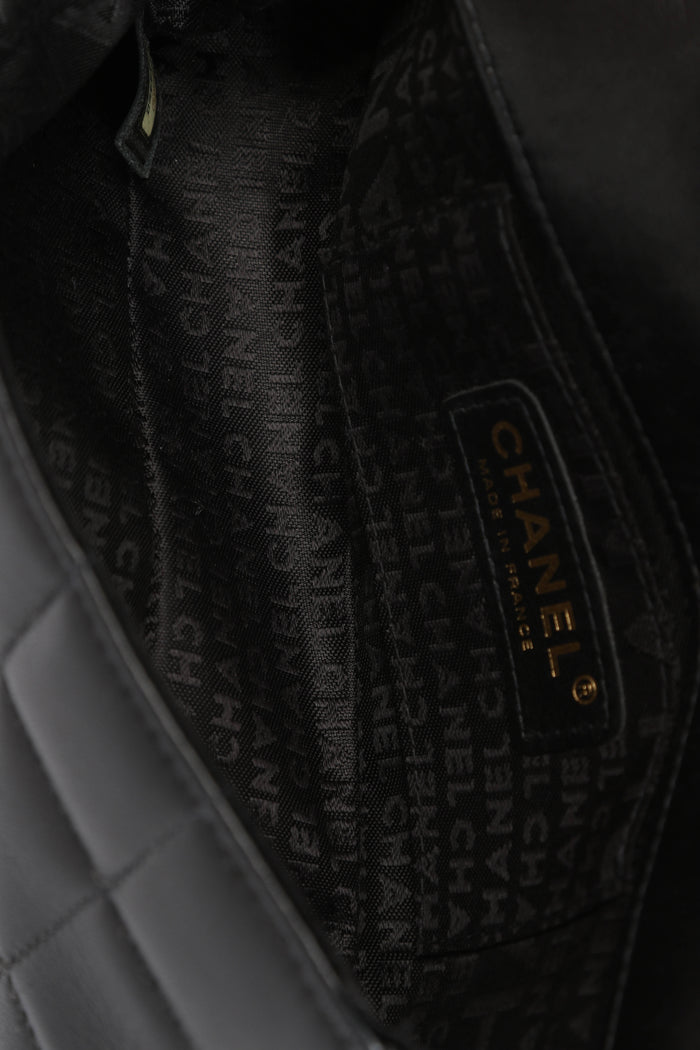 2000s Chanel Black Lambskin Mini Camellia Chocolate Bar Crossbody Bag