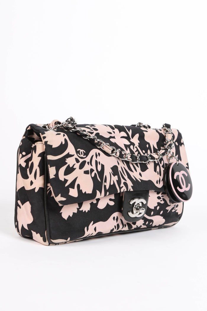 2000s Chanel Cruise Collection Floral Printed East West Shoulder Bag