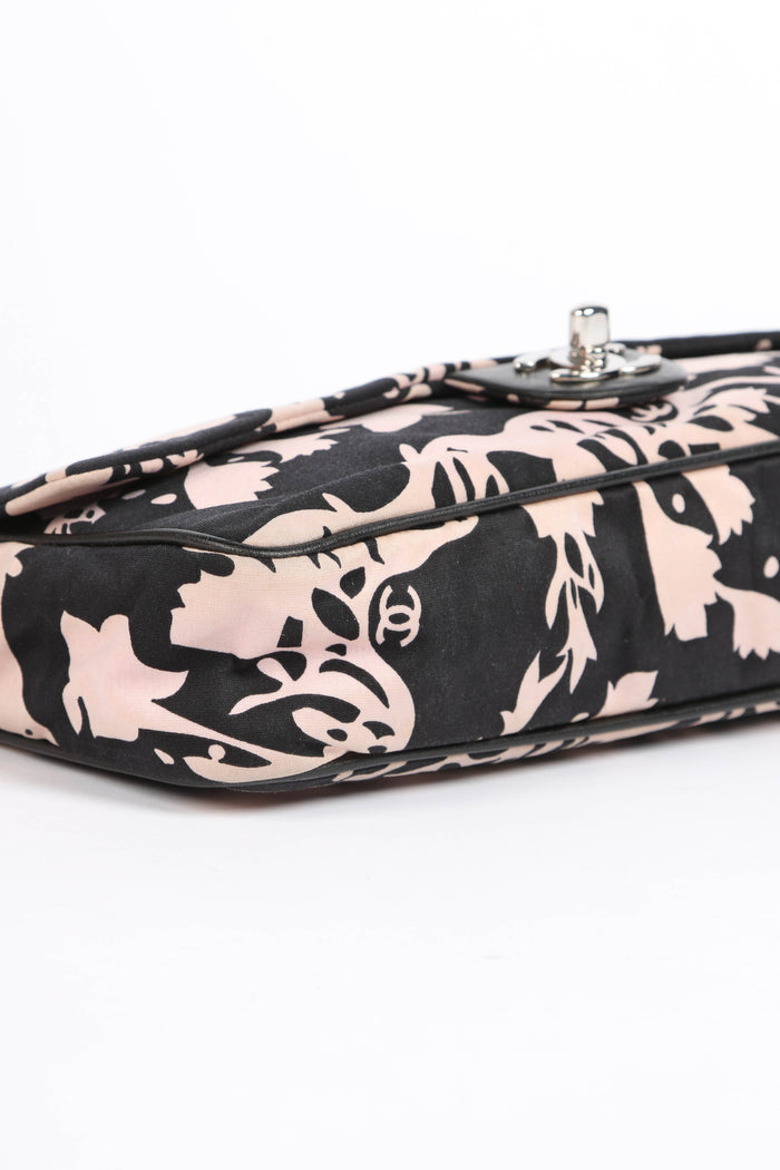2000s Chanel Cruise Collection Floral Printed East West Shoulder Bag