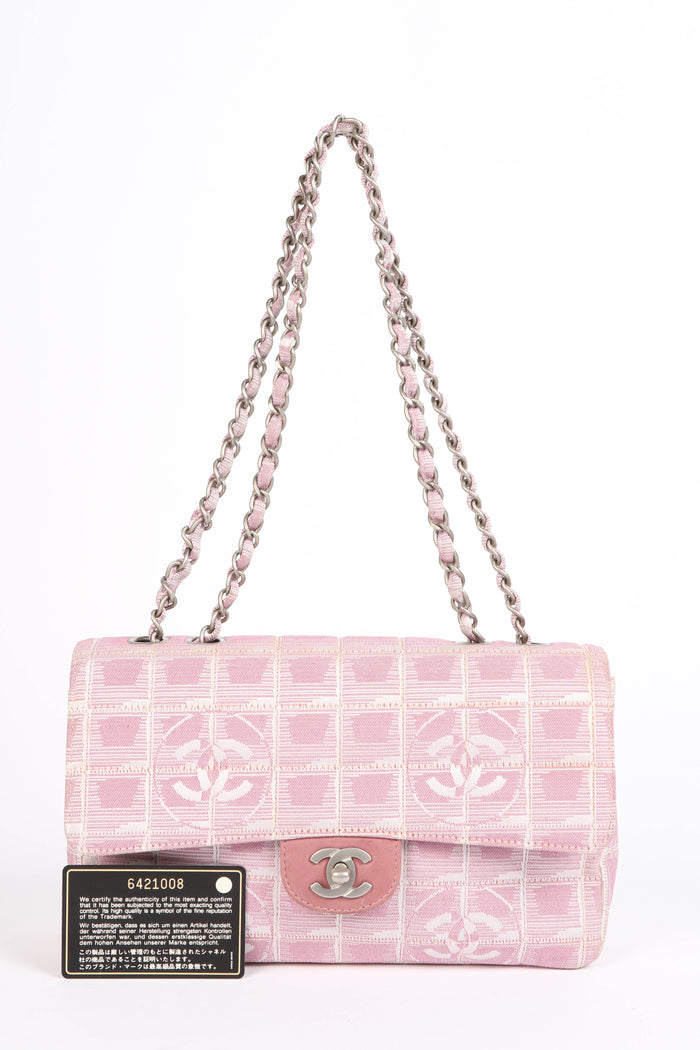 2000s Chanel Pink Travel Line Single Flap Bag