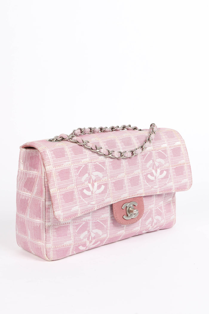 2000s Chanel Pink Travel Line Single Flap Bag