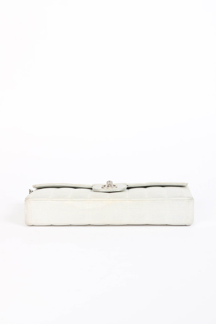 2000s Chanel Silver Travel Line East West Shoulder Bag