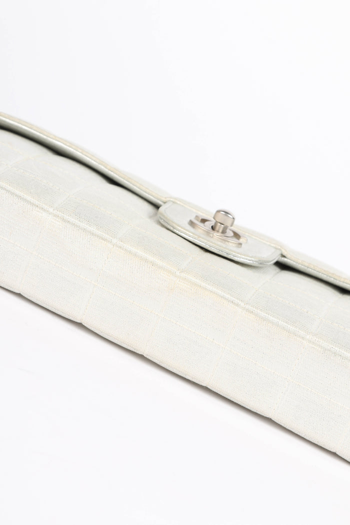 2000s Chanel Silver Travel Line East West Shoulder Bag
