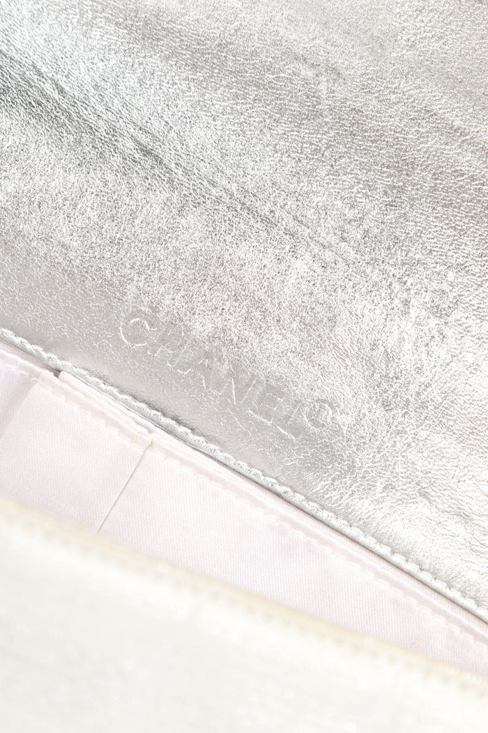 2000s Chanel Silver Travel Line East West Shoulder Bag