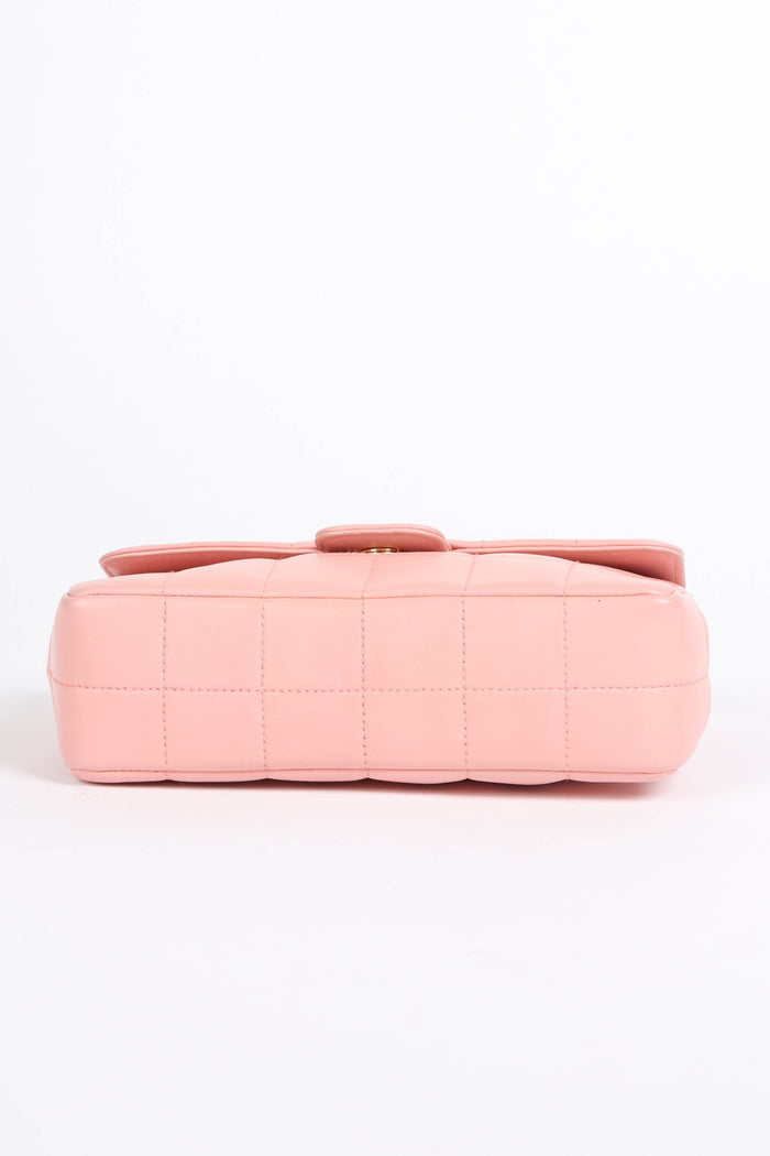 2000s Chanel Pink Lambskin Leather Mini Camellia Chocolate Bar Crossbody Bag