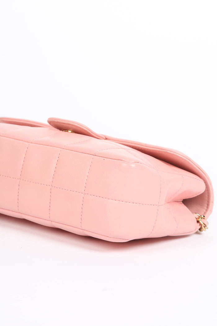 2000s Chanel Pink Lambskin Leather Mini Camellia Chocolate Bar Crossbody Bag