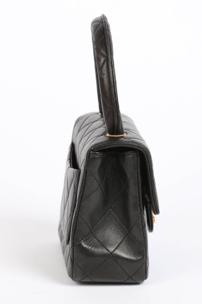 RARE 90s Chanel Black Lambskin Leather Parent-Child Set