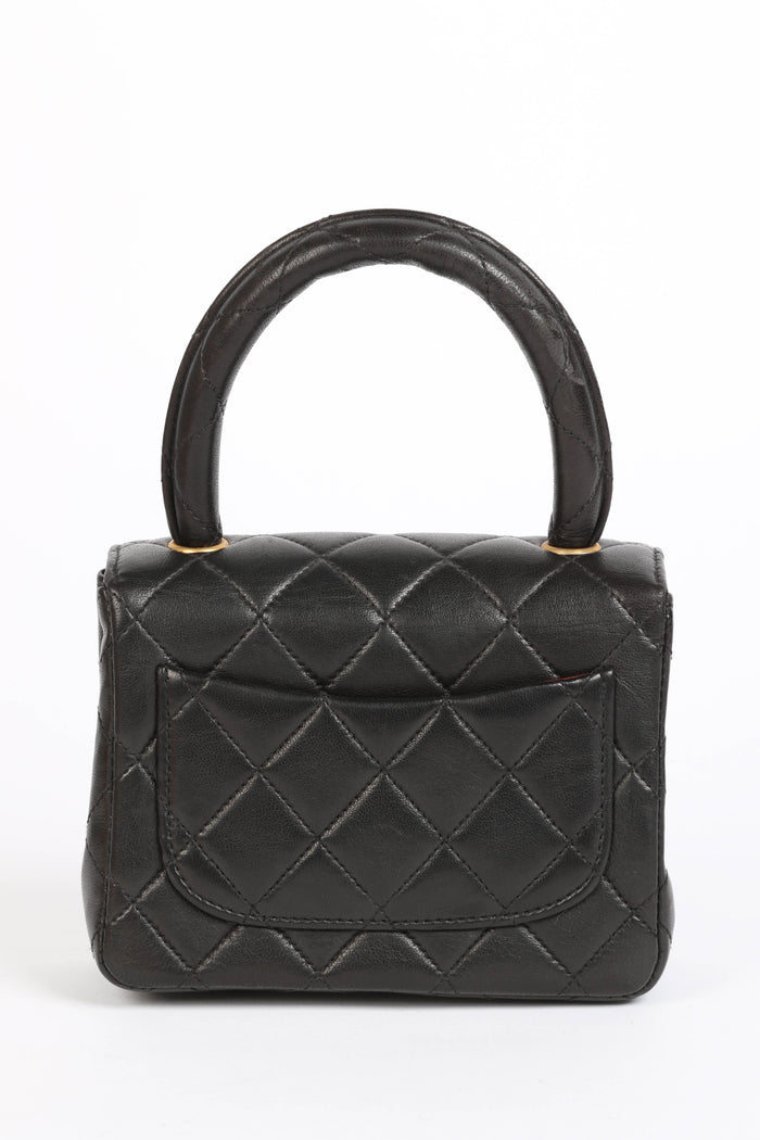 RARE 90s Chanel Black Lambskin Leather Parent-Child Set