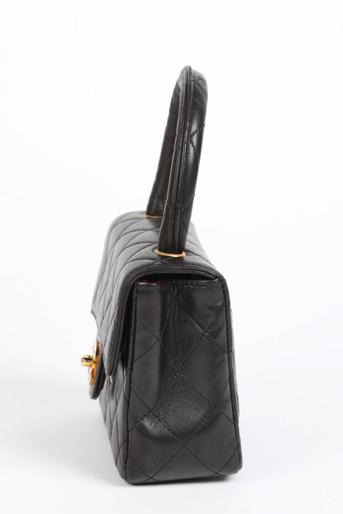 RARE 90s Chanel Black Lambskin Leather Parent-Child Set