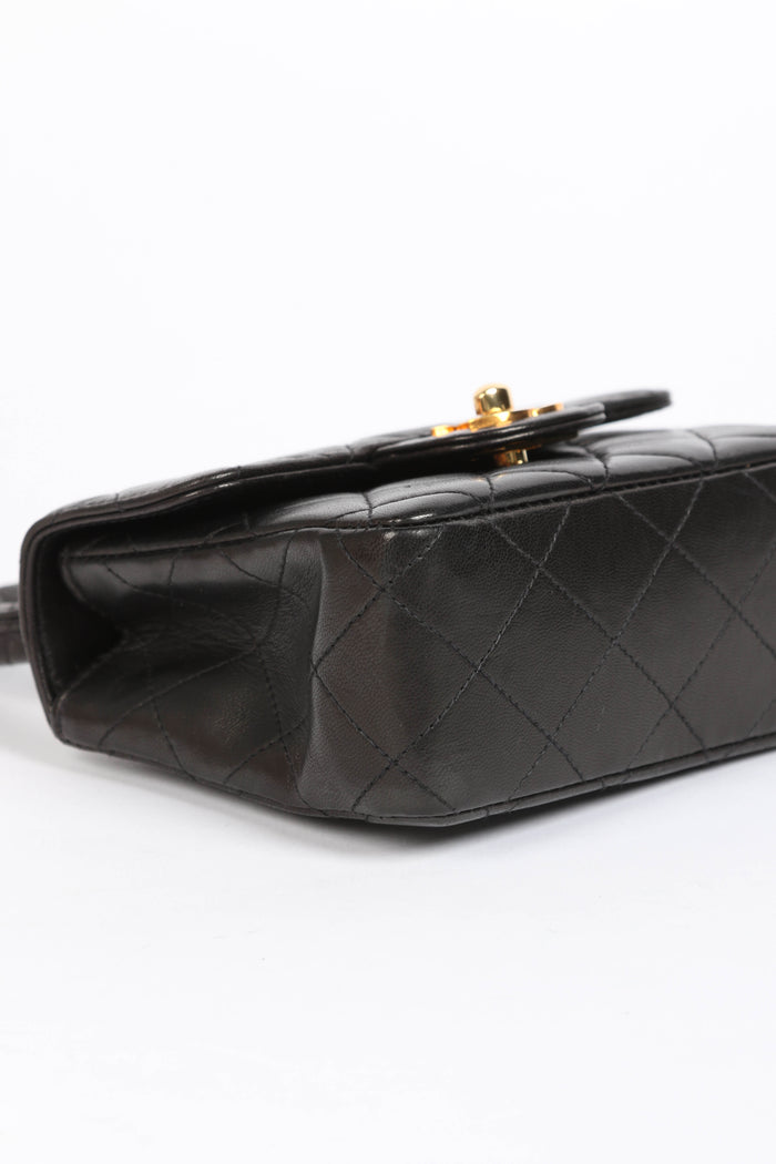 RARE 90s Chanel Black Lambskin Leather Parent-Child Set