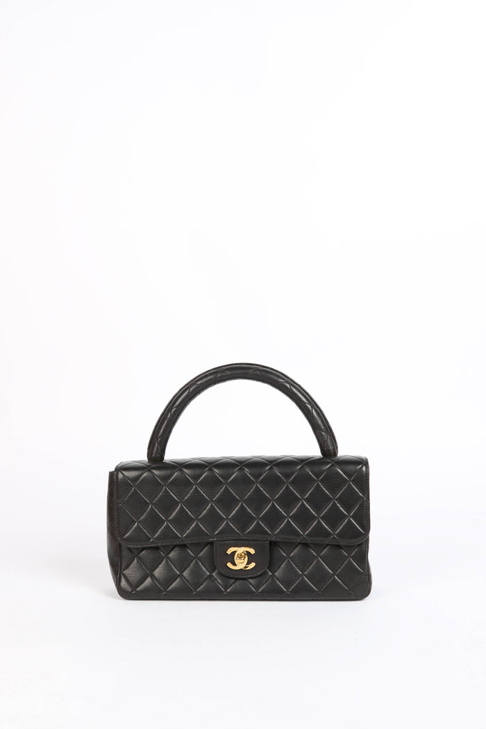 RARE 90s Chanel Black Lambskin Leather Parent-Child Set