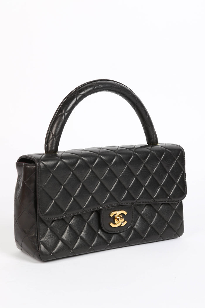 RARE 90s Chanel Black Lambskin Leather Parent-Child Set