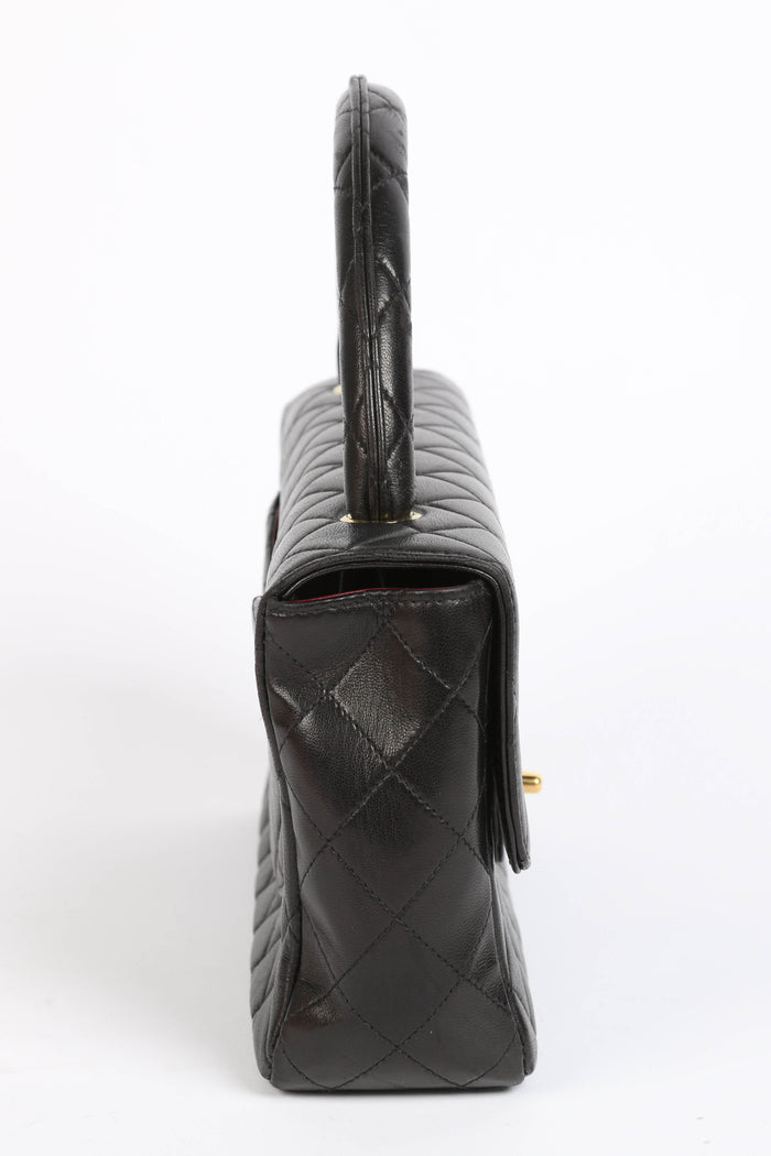 RARE 90s Chanel Black Lambskin Leather Parent-Child Set