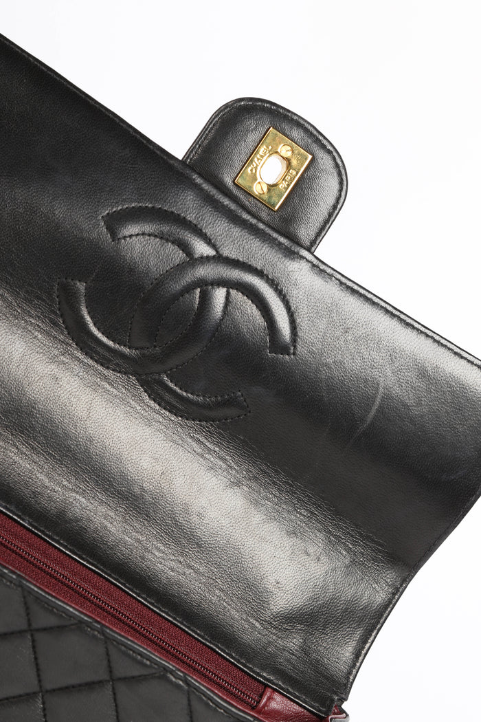 RARE 90s Chanel Black Lambskin Leather Parent-Child Set
