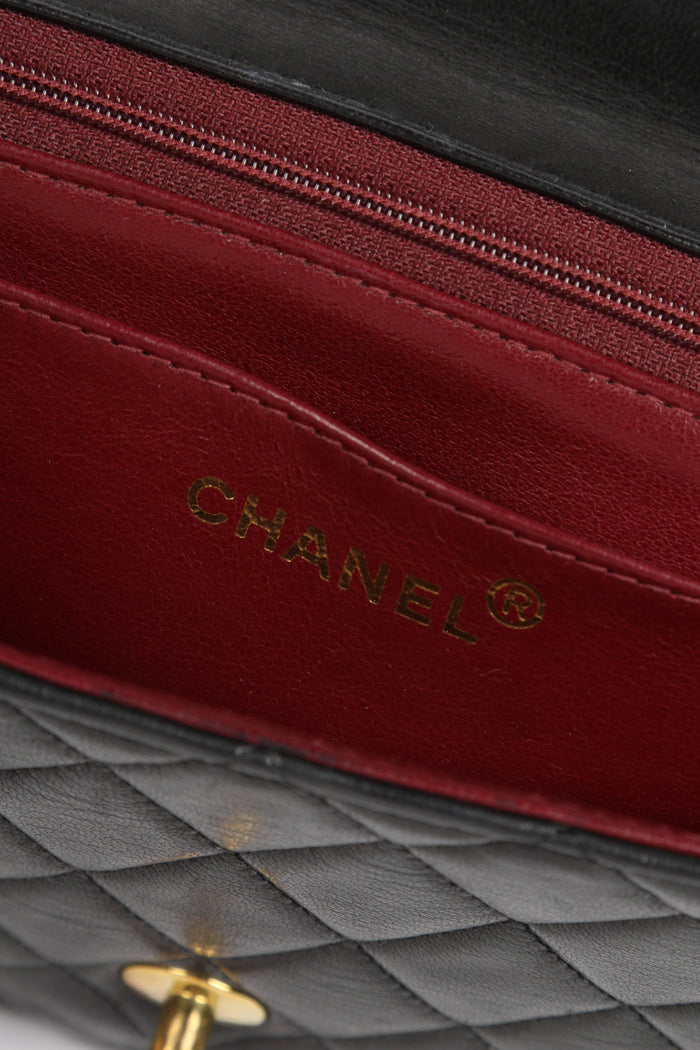 RARE 90s Chanel Black Lambskin Leather Parent-Child Set