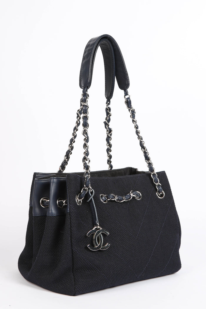 2000s Chanel Navy Canvas Tote Bag