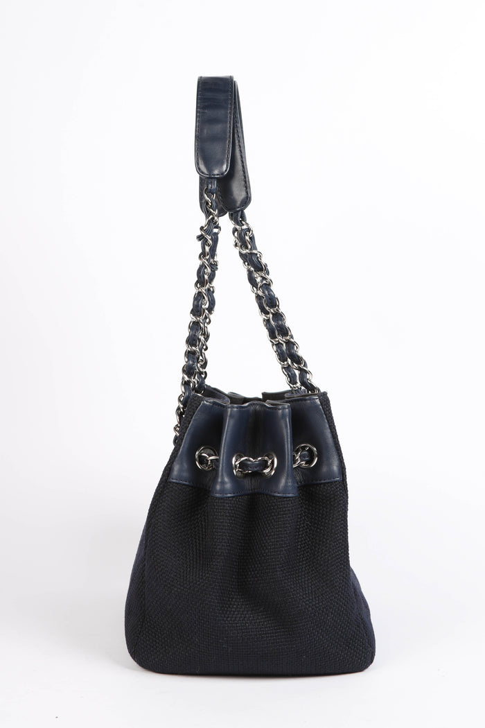 2000s Chanel Navy Canvas Tote Bag