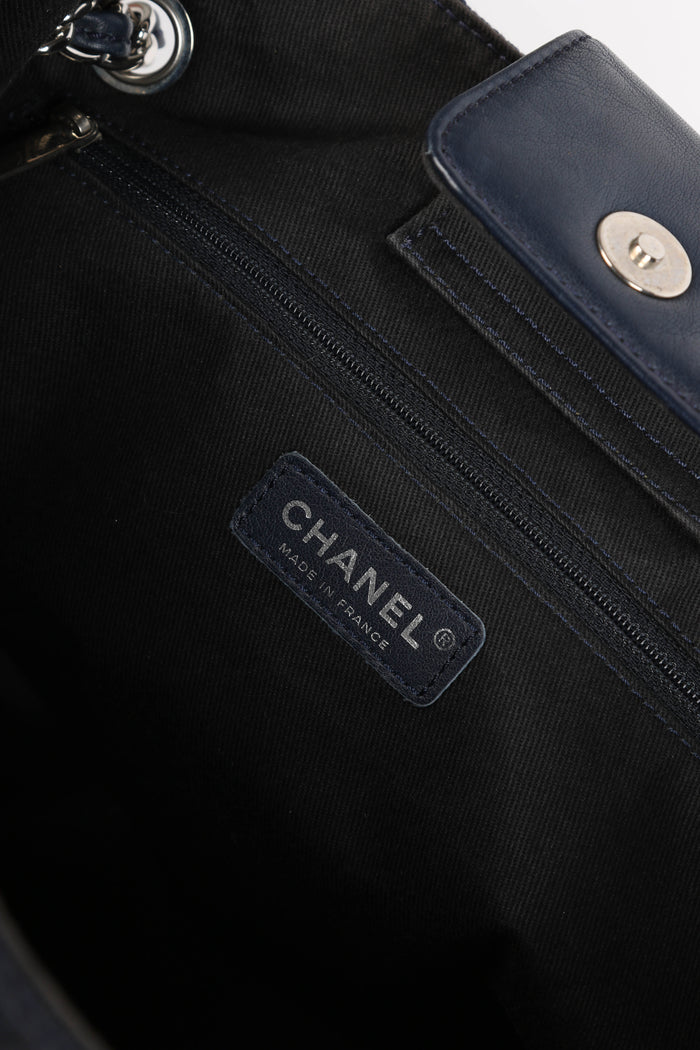 2000s Chanel Navy Canvas Tote Bag