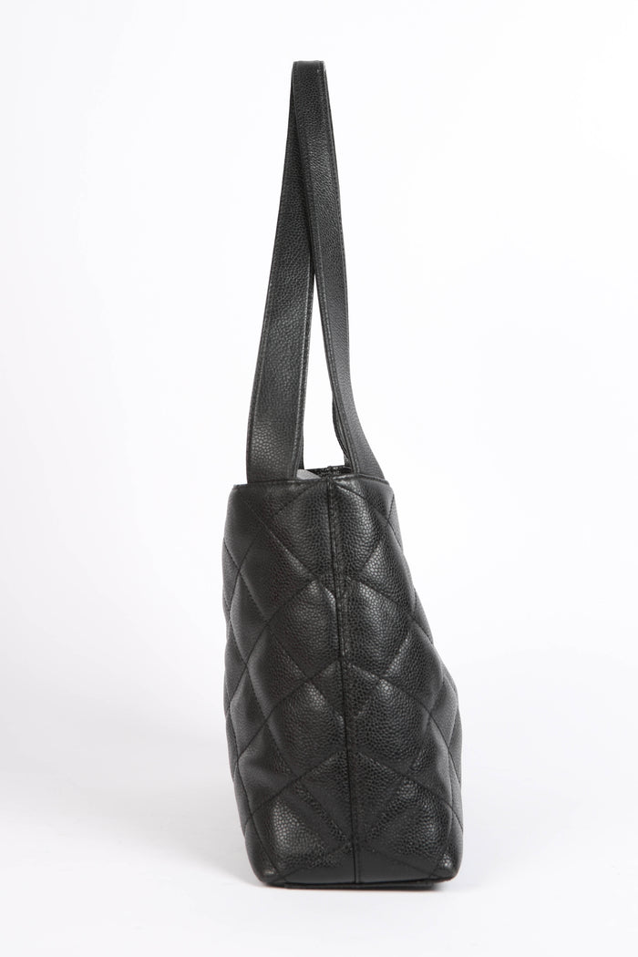 2000s Chanel Black Caviar Leather Shoulder Bag with GHW