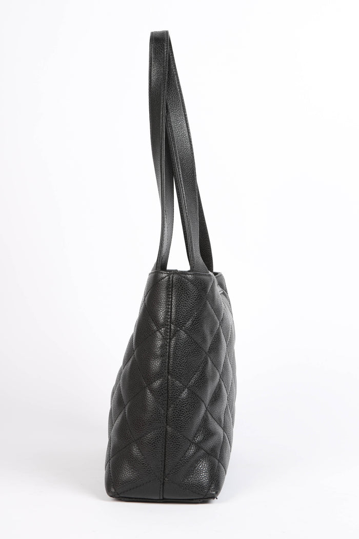 2000s Chanel Black Caviar Leather Shoulder Bag with GHW
