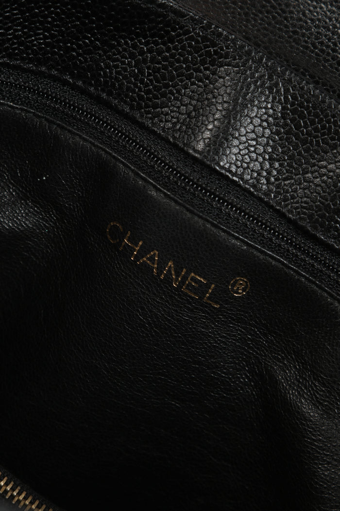 2000s Chanel Black Caviar Leather Shoulder Bag with GHW