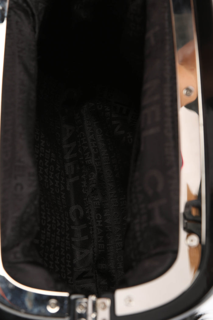 RARE 2000s Chanel Black Fur Kiss Lock Shoulder Bag