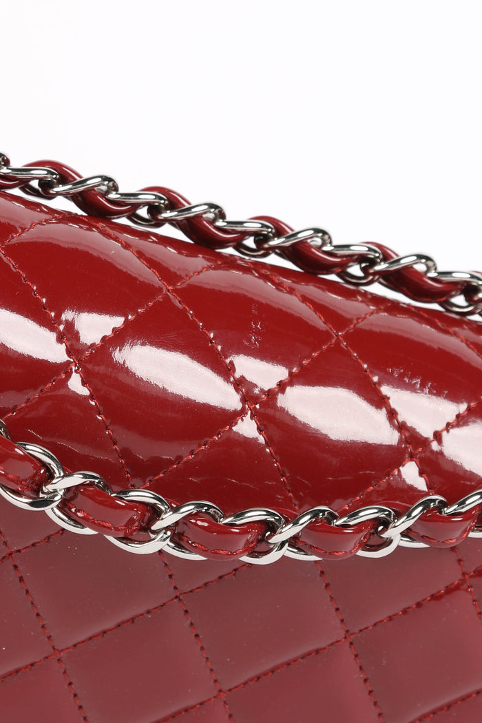2010s Chanel Red Patent Leather Medium Double Flap Shoulder Bag