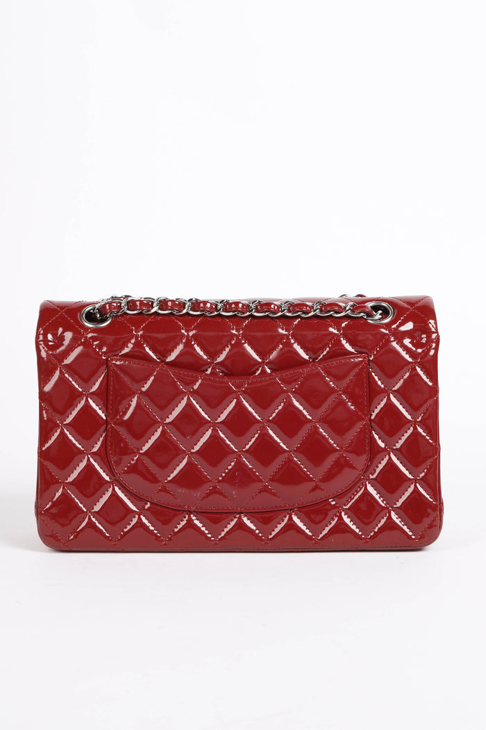 2010s Chanel Red Patent Leather Medium Double Flap Shoulder Bag