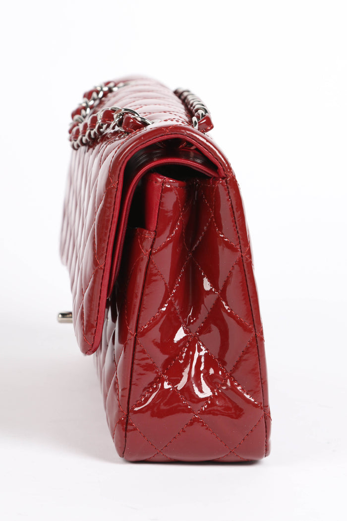 2010s Chanel Red Patent Leather Medium Double Flap Shoulder Bag