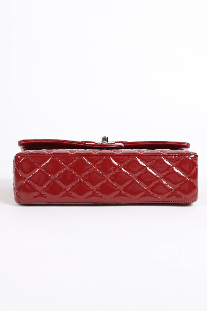 2010s Chanel Red Patent Leather Medium Double Flap Shoulder Bag