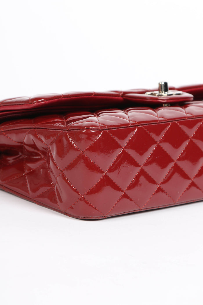 2010s Chanel Red Patent Leather Medium Double Flap Shoulder Bag