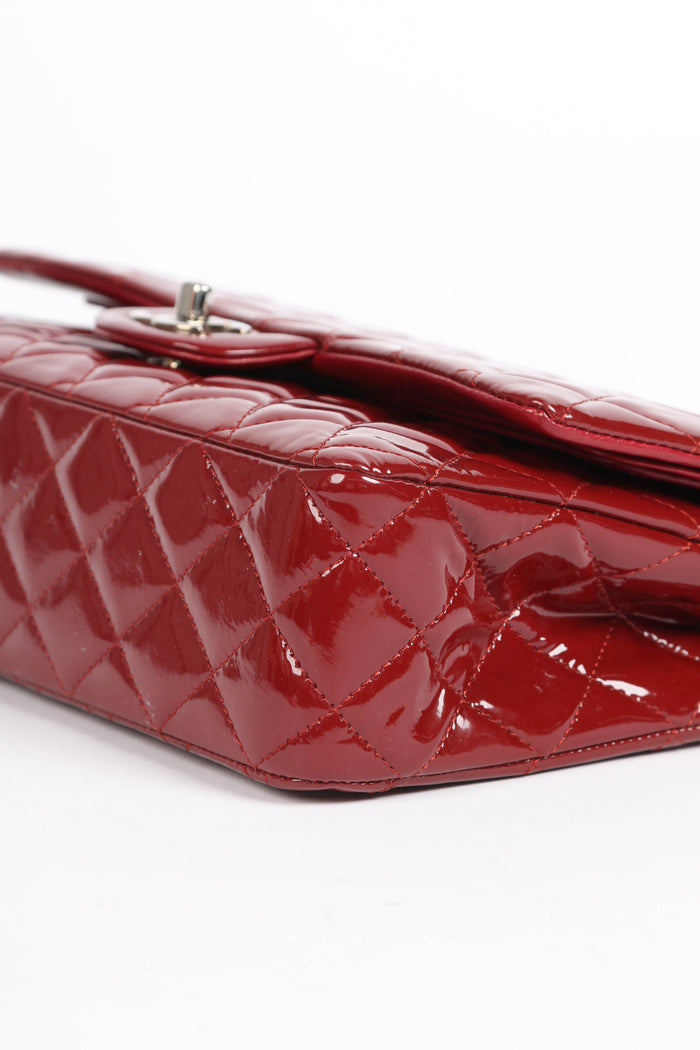 2010s Chanel Red Patent Leather Medium Double Flap Shoulder Bag
