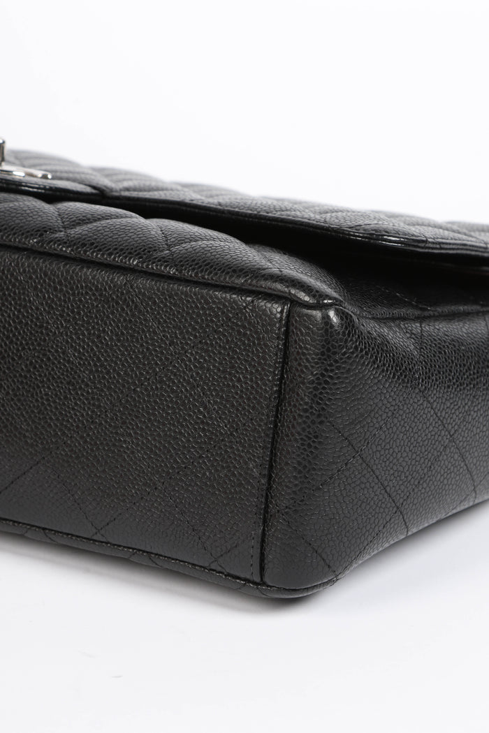 2010s Chanel Black Caviar Leather Maxi Double Flap Bag