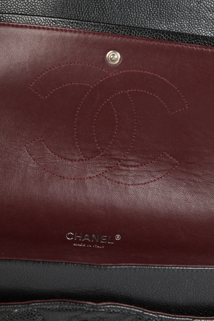 2010s Chanel Black Caviar Leather Maxi Double Flap Bag