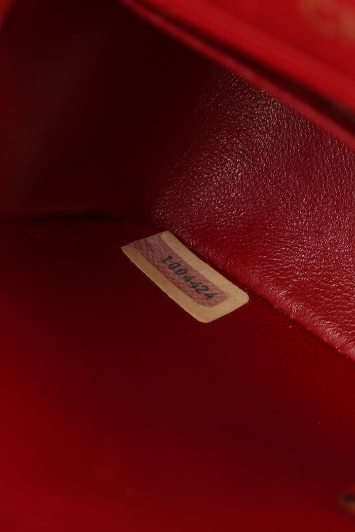 90s Chanel Red Lambskin Mini Square Top Handle Flap Bag