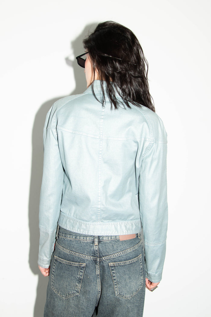 2000s Chanel Sports Line Blue Coated Denim Jacket