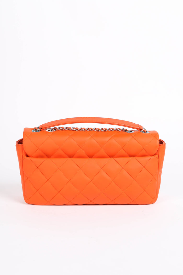 2010s Chanel Orange Rubber Medium Single Flap Shoulder Bag