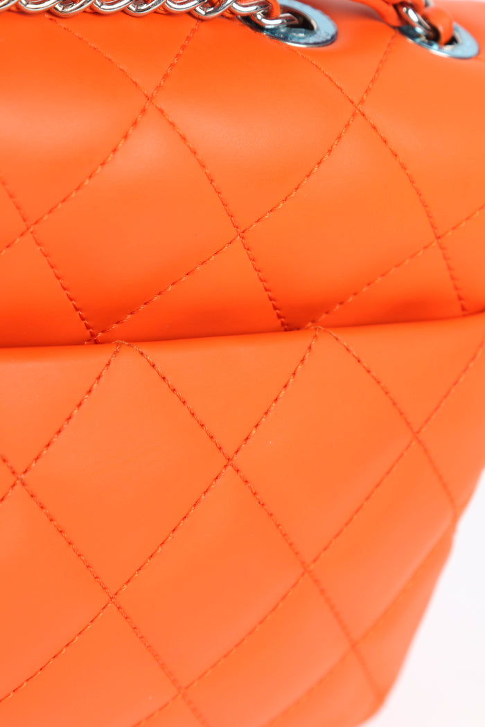2010s Chanel Orange Rubber Medium Single Flap Shoulder Bag