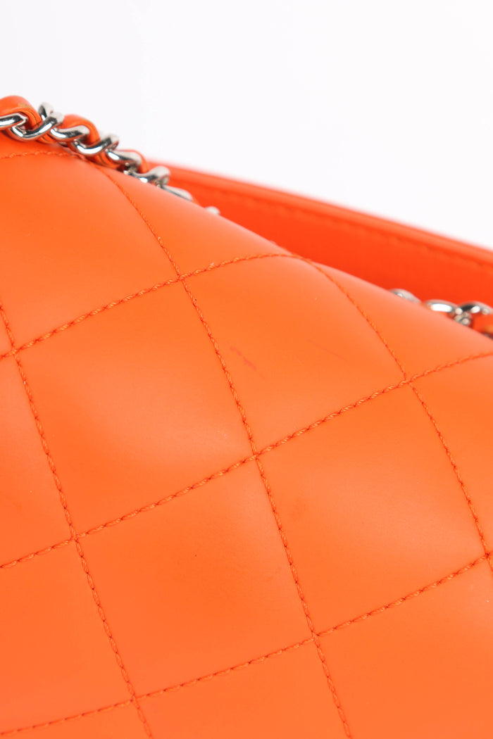2010s Chanel Orange Rubber Medium Single Flap Shoulder Bag
