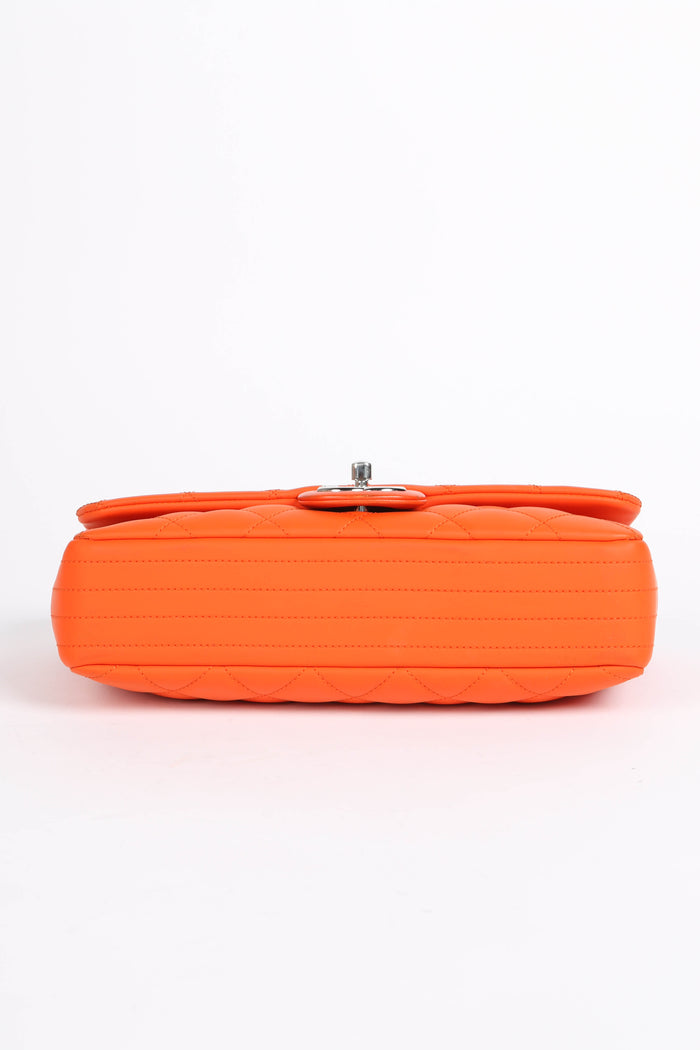 2010s Chanel Orange Rubber Medium Single Flap Shoulder Bag