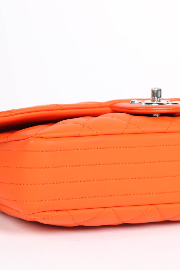 2010s Chanel Orange Rubber Medium Single Flap Shoulder Bag