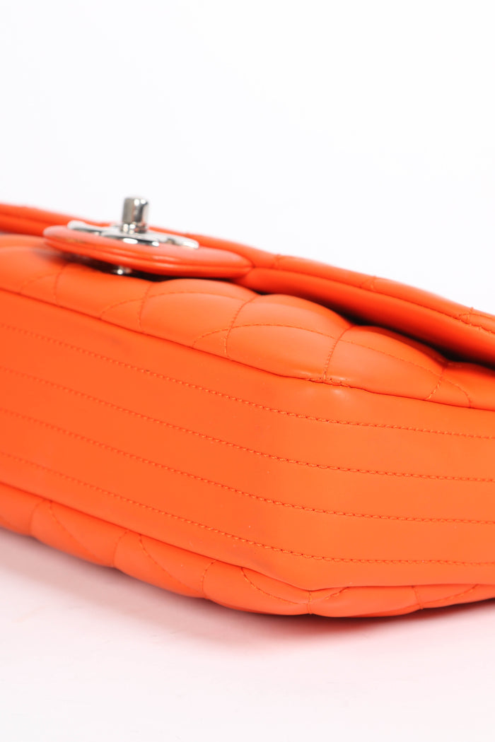 2010s Chanel Orange Rubber Medium Single Flap Shoulder Bag