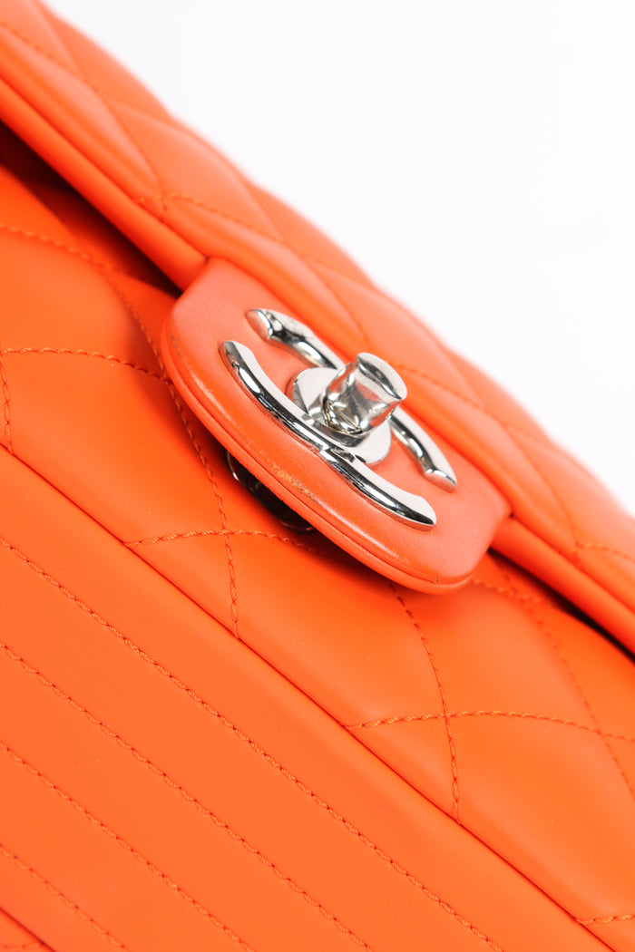 2010s Chanel Orange Rubber Medium Single Flap Shoulder Bag
