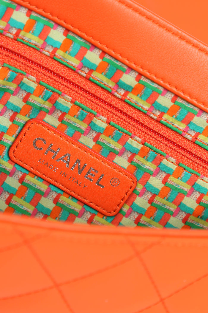 2010s Chanel Orange Rubber Medium Single Flap Shoulder Bag